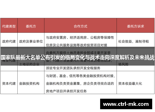 国家队最新大名单公布引发的格局变化与战术走向深度解析及未来挑战